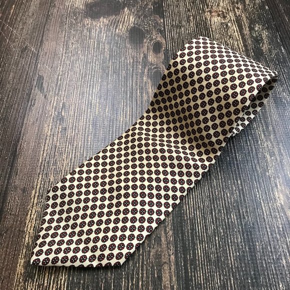CHRISTIAN DIOR Floral Print Neck Tie Cravat 100% Silk Polka Dot Red Ivory $235 - Picture 1 of 6
